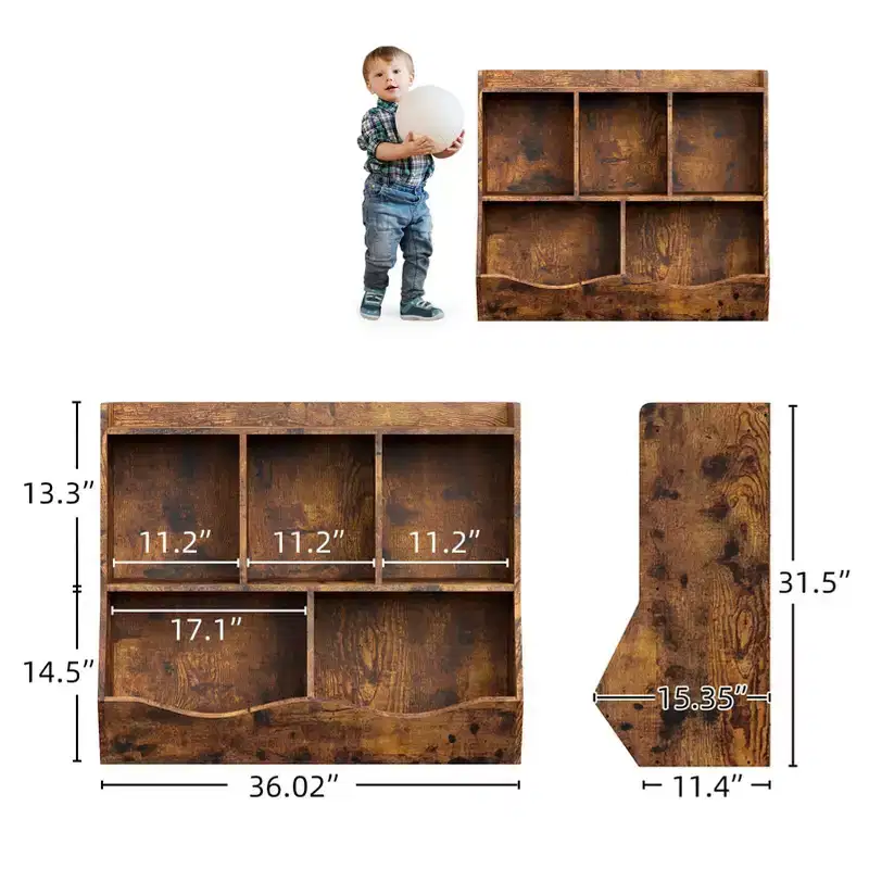 Set of 2 Toy Bookshelf and Bookcase, Multi Shelf with Cubby Organizer Cabinet for Storage Books and Toys, for Bedroom, Playroom, Hallway