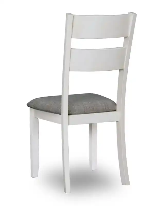 Dining Chair with Linen-Look Fabric, Wood, Ladder-Back