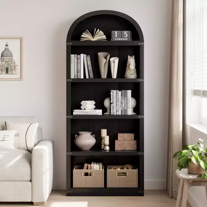 5-Shelf Arched Bookcase – 71.7