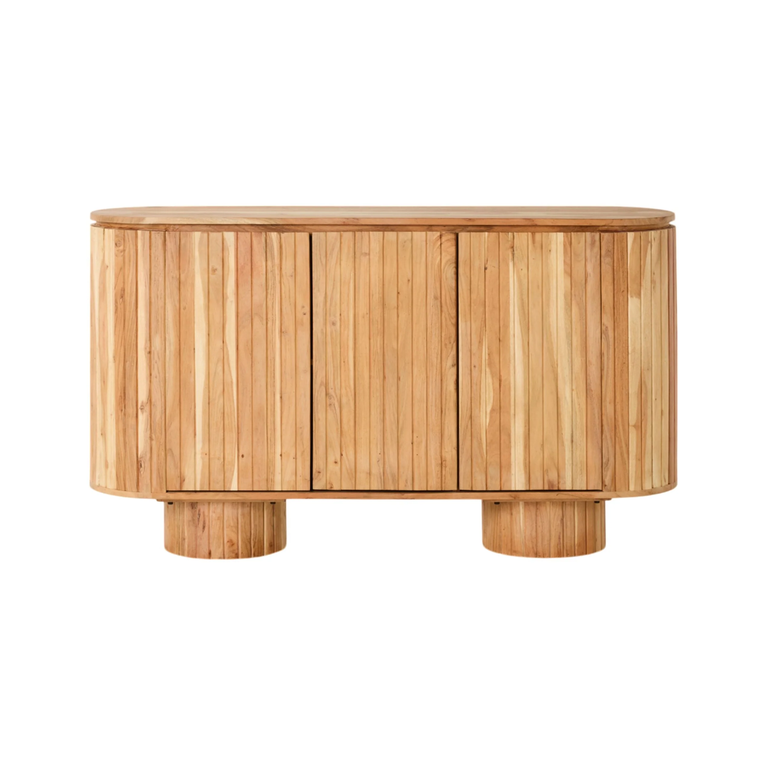 Kade Acacia Wood 3-Door Sideboard | 140cm | Vertical Ribbing | Modern Storage