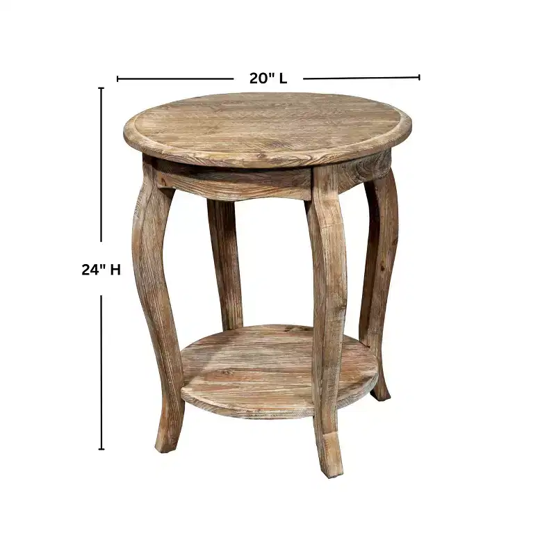 Round End Table Driftwood Brown - Alaterre Furniture