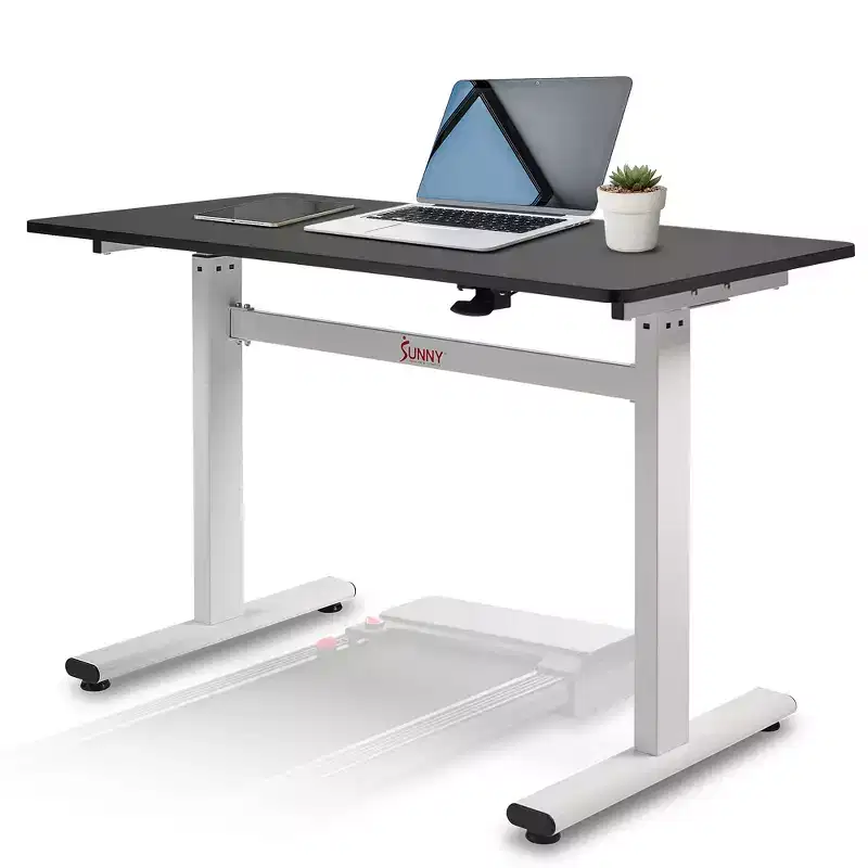 Sunny Health & Fitness Air-Drive Standing Desk with Cordless Air Lift - White