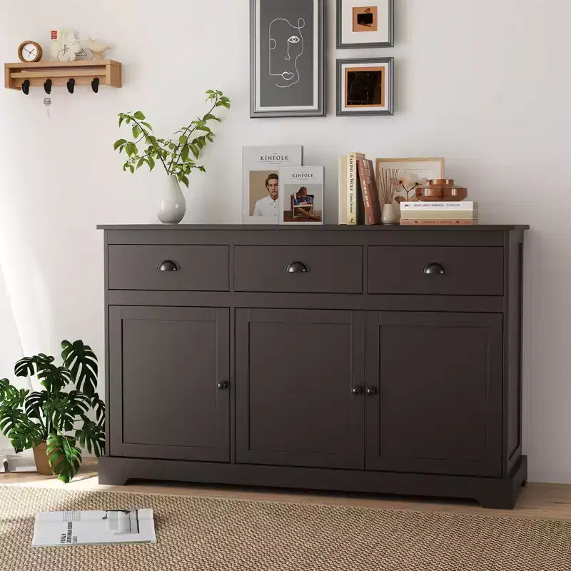53.5 Storage Cabinet with 3 Drawers 2 Adjustable Shelves Buffet Sideboard