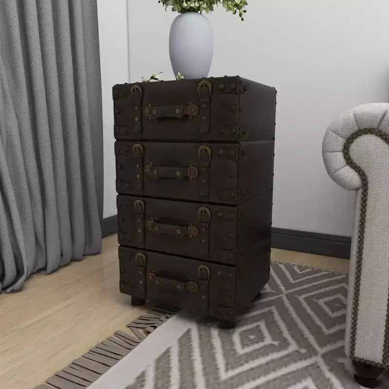 Wood Stacked Side Chest Dark Java - Olivia & May: Rubberwood Frame, No Assembly Required, 4-Drawer Dresser