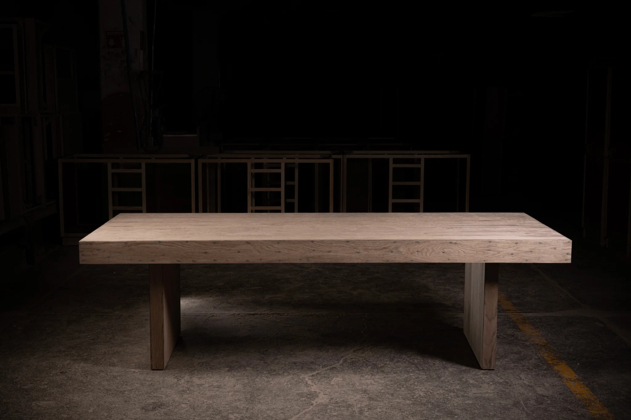 1957 Natural Oak Dining Table - solid oak finish by artisan partners in dimensions, materials, and finishes available upon request