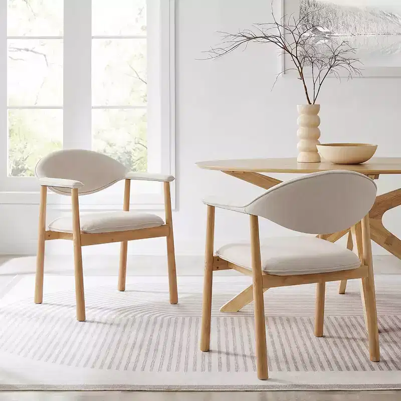 Christopher Knight Home Olena Modern Rubberwood Upholstered Dining Chairs with Curved Backrest (Set of 2)