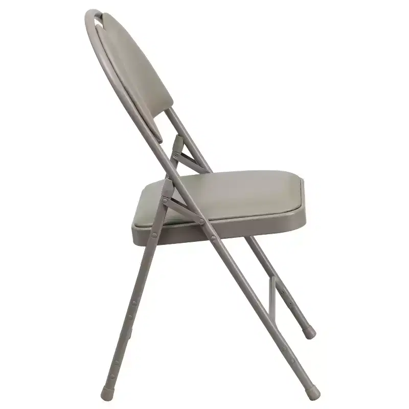 Extra Large Ultra-Premium Triple Braced Metal Folding Chair with Easy-Carry Handle