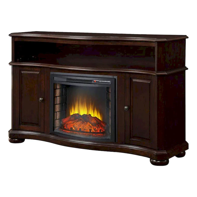 54 TV Stand with Electric Fireplace in Merlot - 54 inches in width