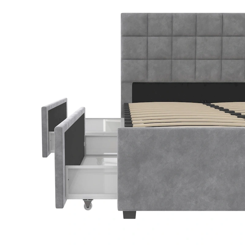 CosmoLiving Serena Upholstered Bed with Drawers