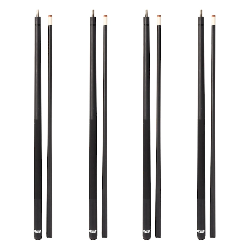 GSE Set of 4 Matte Fiberglass Graphite Composite Billiard Pool Cue Sticks. 58 2-Piece Pool Cue Set for House or Commercial Use