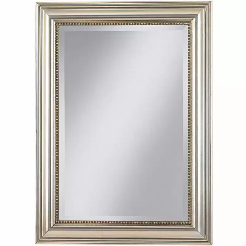 Uttermost Rectangular Vanity Accent Wall Mirror Modern Beveled Silver Leaf Gray Glaze Wood Frame 26 3/4 Wide for Bathroom Bedroom