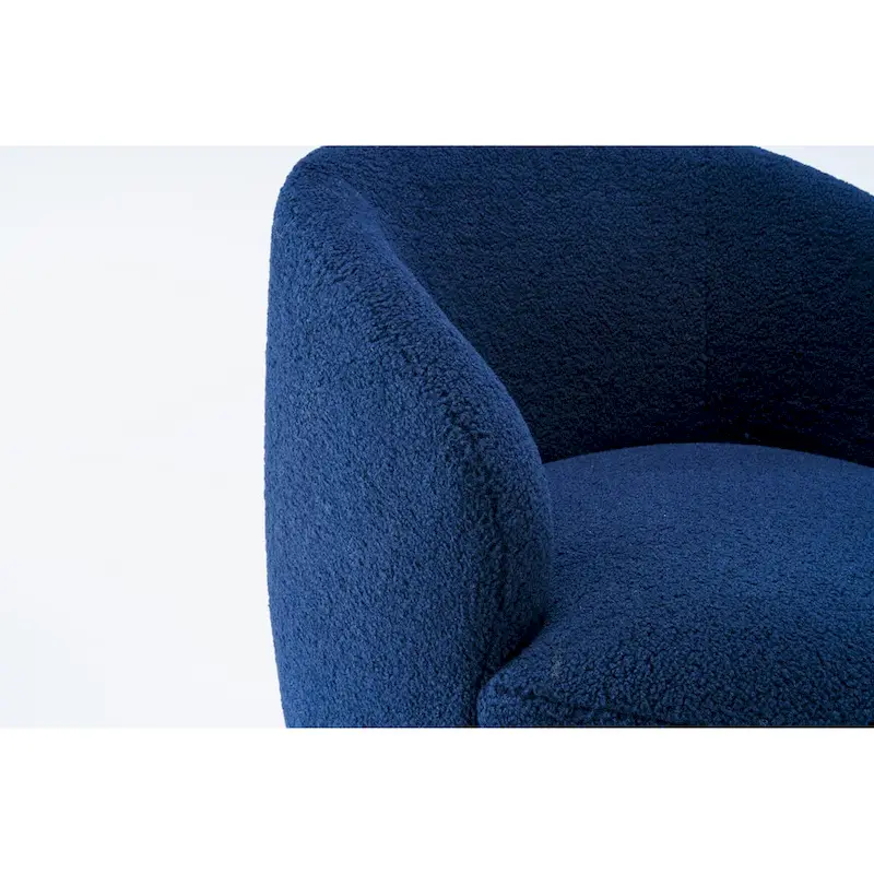 Swivel Accent Armchair Barrel Chair with Black Powder Coating, Blue