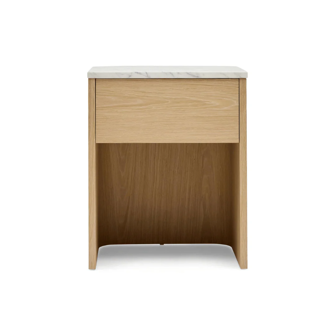 Modern Oak Marble Bedside Table with Soft Close for Bedroom