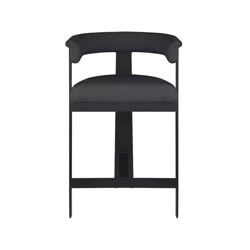 Meridian Furniture,Romeo Black Vegan Leather Counter Stool, Set of 2