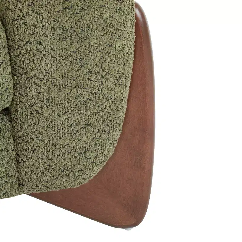 Birch Wood Boucle Upholstered Club Chair