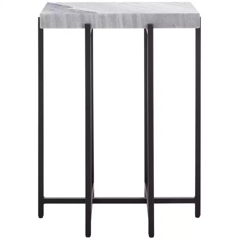 Grey & Black Marble Side Table â€?Modern Luxury Accent Table for Living Room & Bedroom
