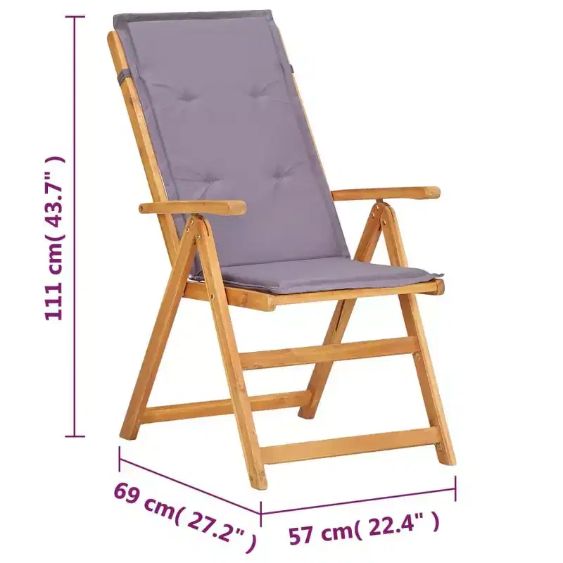 vidaXL Garden Chair Set of 2 Dark grey