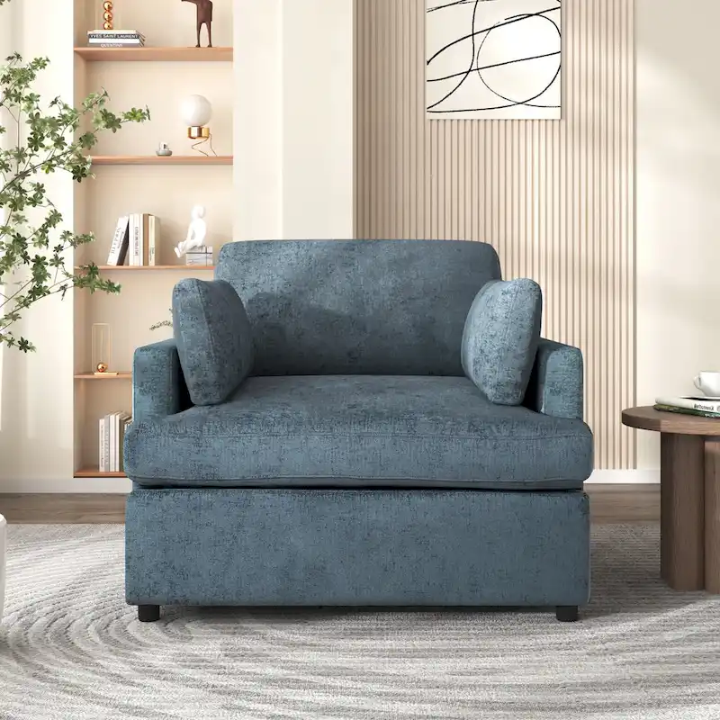 37 Accent Chair with Plastic Legs and Decorative Pillows