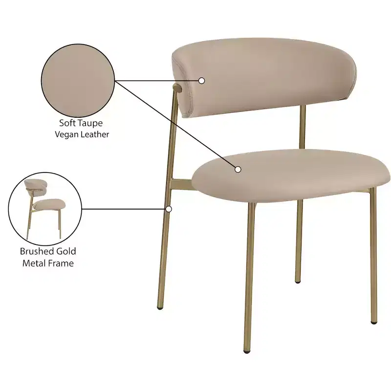Taupe Vegan Leather Dining Chair, Set of 2