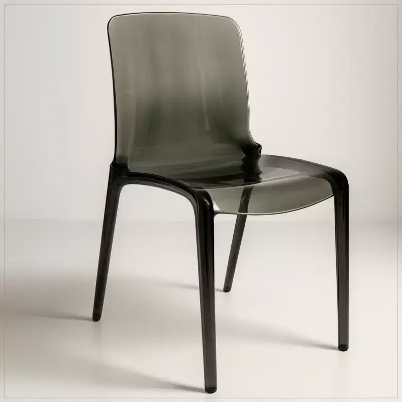 Clear Acrylic Dining Chair Set of 2 Stackable Waterfall Edge Lightweight 275 lbs