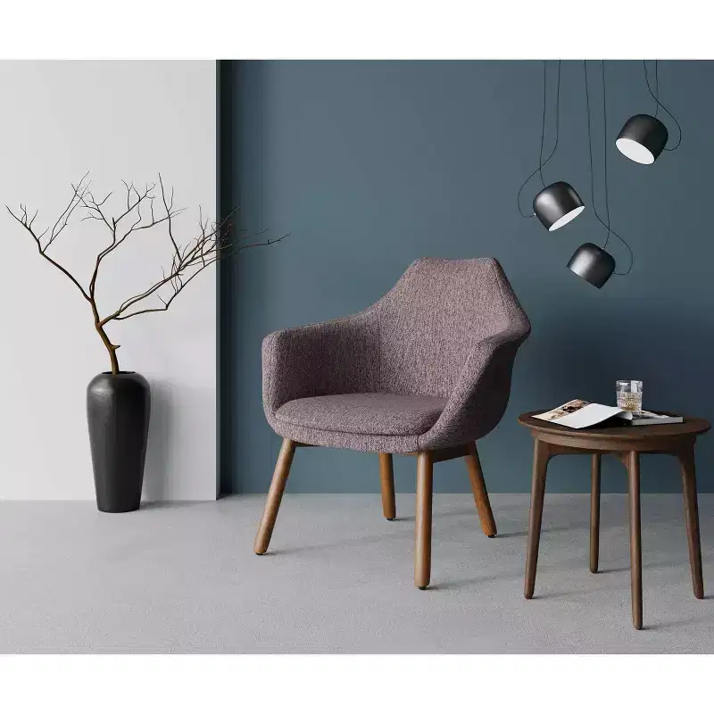 Mid-Century Modern Accent Chair in Gray Twill
