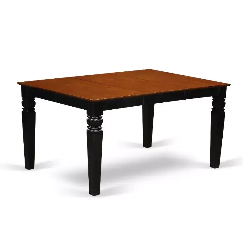 HomeStock 7-Piece Black and Cherry Finish Solid Wood Top Dining Table with 6 Chairs