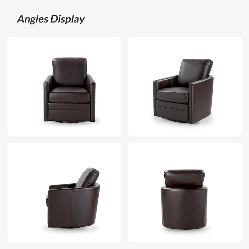 Navy/Turquoise/Green/Camel/Brown/Black/Ivory/Grey Faux Leather Swivel Barrel Accent Chair — 1-Seat