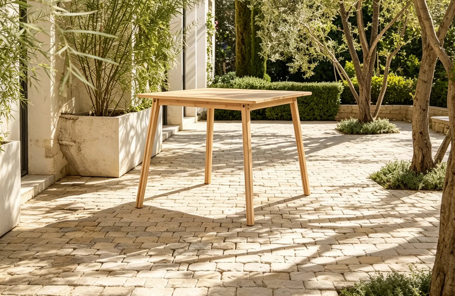 27.5'' Square Bamboo Dining Table for 2-4 People