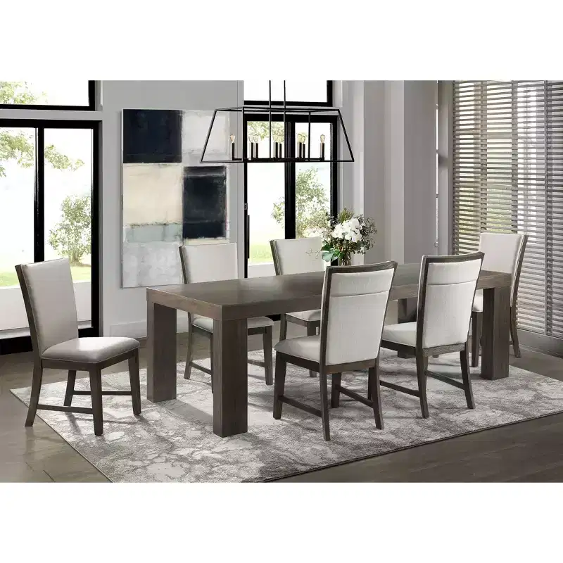 7pc Jasper Extendable Dining Table & Six Upholstered Side Chairs Toasted Walnut - Picket House Furnishings