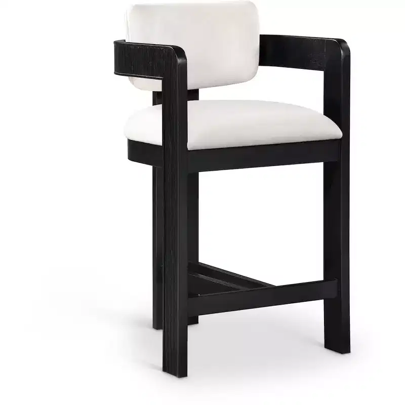 Meridian Furniture,Sacha Cream Velvet Stool