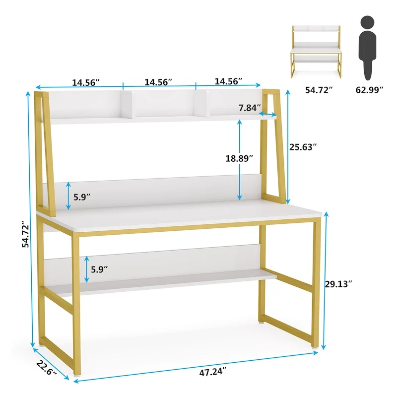 Computer Desk with Hutch and Bookshelf