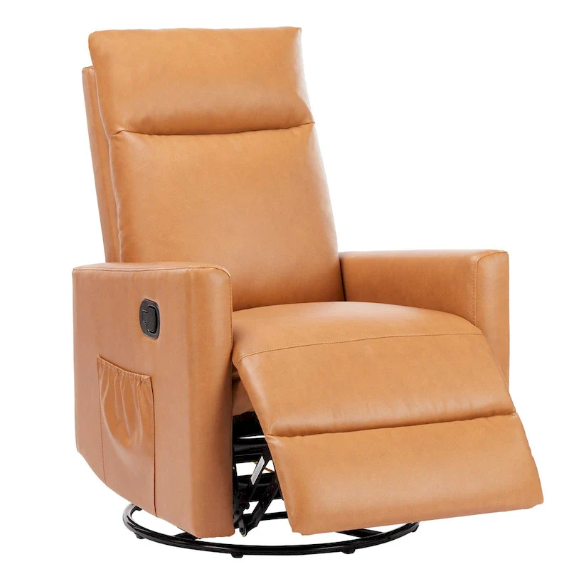 Linen Swivel Glider Recliner Chair with Footrest