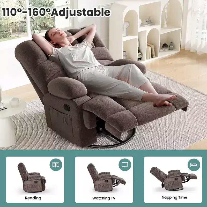 Recliner Sofa for Living Room Chair for Adults, Brown