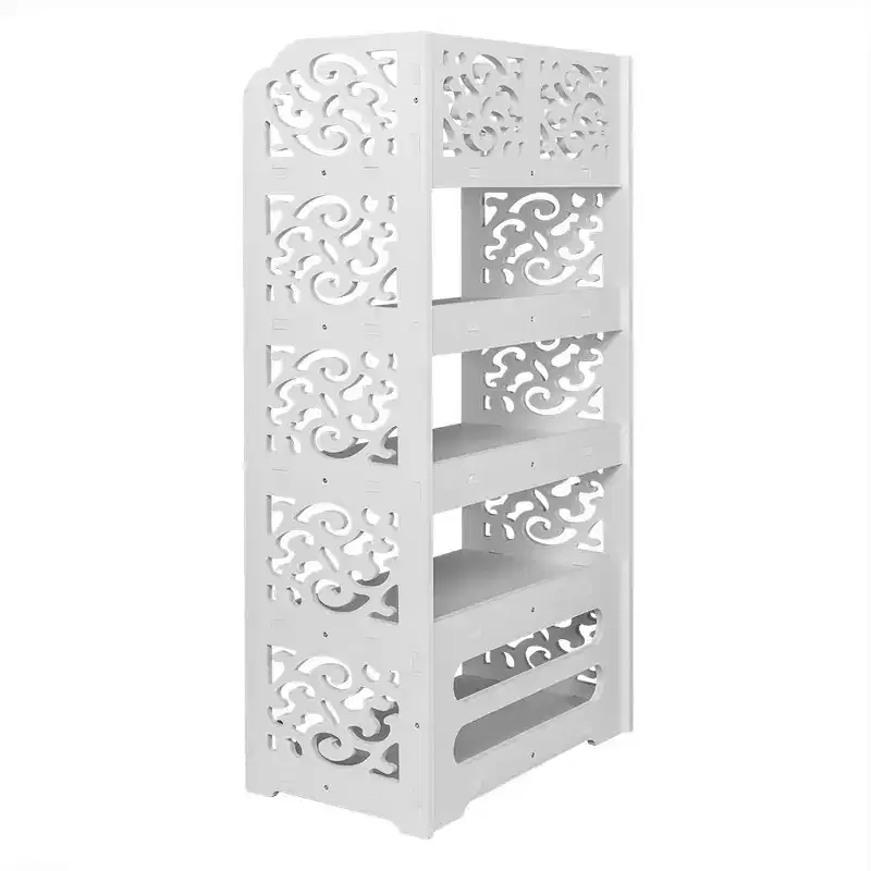 5-Tier White PVC (Polyvinyl Chloride) 16.54in. W Freestanding Shoe Racks