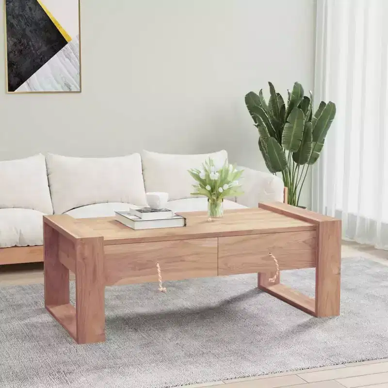 vidaXL Coffee Table Teak Solid teak wood 43.3 x 23.6 x 15.7 in