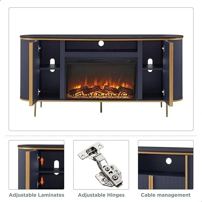 70  Modern Luxury Fireplace TV Stand, Entertainment Center, TV Console