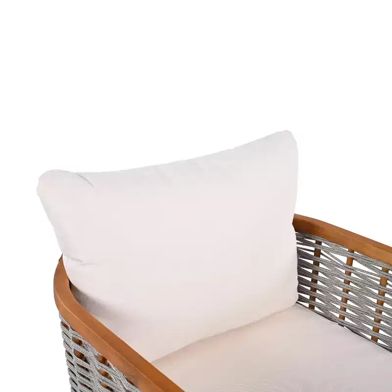 Christopher Knight Home Liliana Modern Patio Acacia Wood Woven Rope Armchair with Thick Cushions