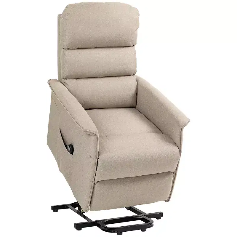 Power Lift Assist Recliner Chair for Elderly with Remote Control, Linen Fabric Upholstery