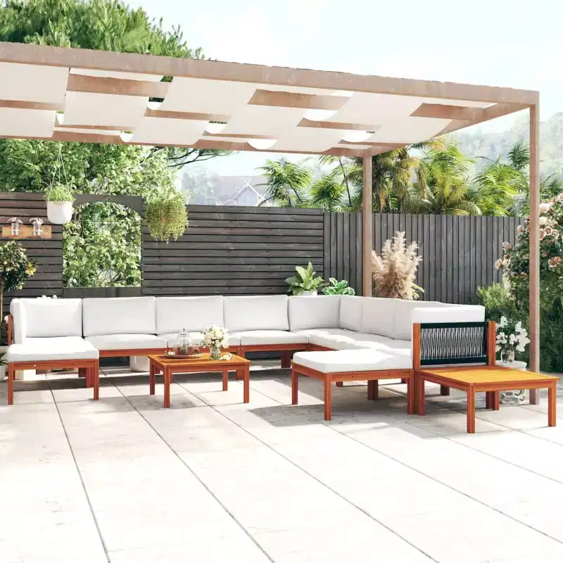 vidaXL Garden Lounge Set Cream Solid Acacia Wood Medium