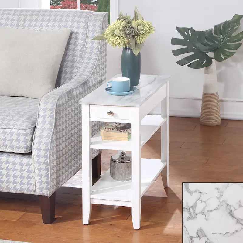 Convenience Concepts American Heritage 1 Drawer Chairside End Table with Shelves