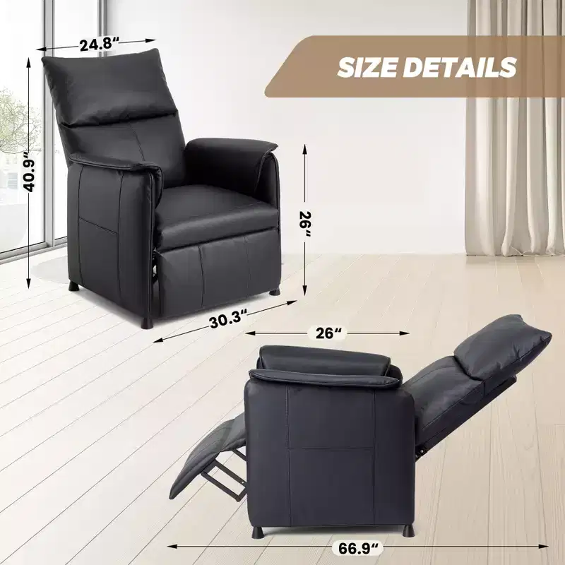 Electric Recliner Chair with Heat and Massage, Adjustable Single PU Leather Recliners Sofa,Theater Seating &Armchair for Living Room/Office