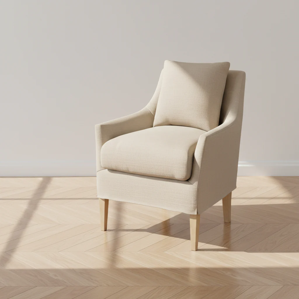 Classic Slipcover Dining Chair with Feather Cushions & Tapered Legs for Dining Room