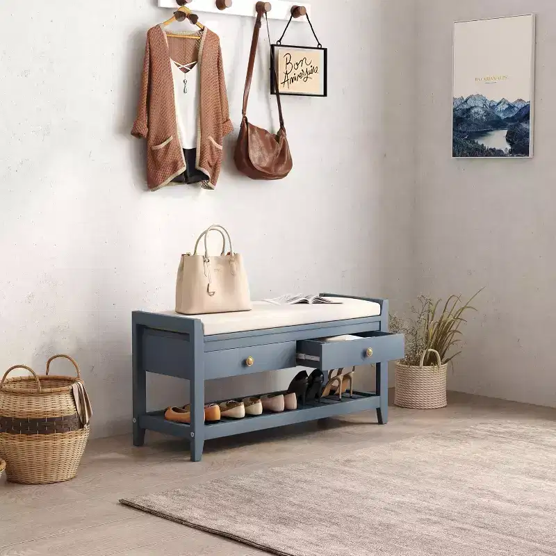 Tree City - 39'' 2-in-1 Entryway Bench Cushioned Shoe Cabinet with Storage