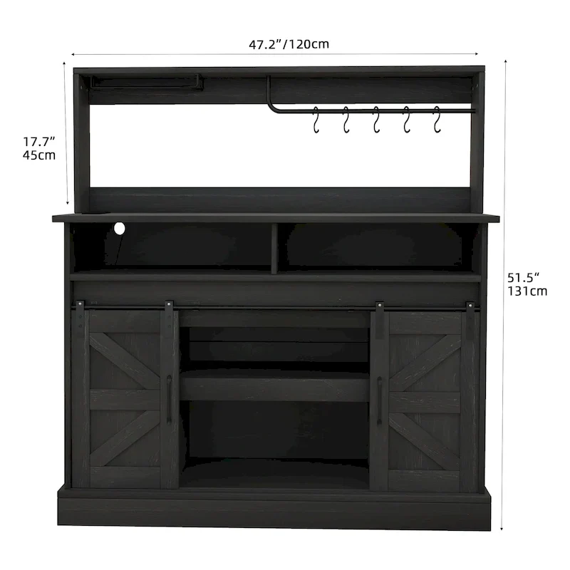 Moasis Farmhouse Coffee Bar Cabinet - 15.1D x 47.2W x 51.5H