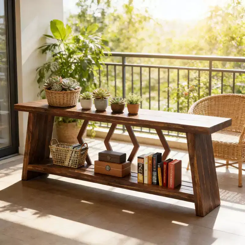 GDFStudio Tony Industrial 2-Tier Console Table