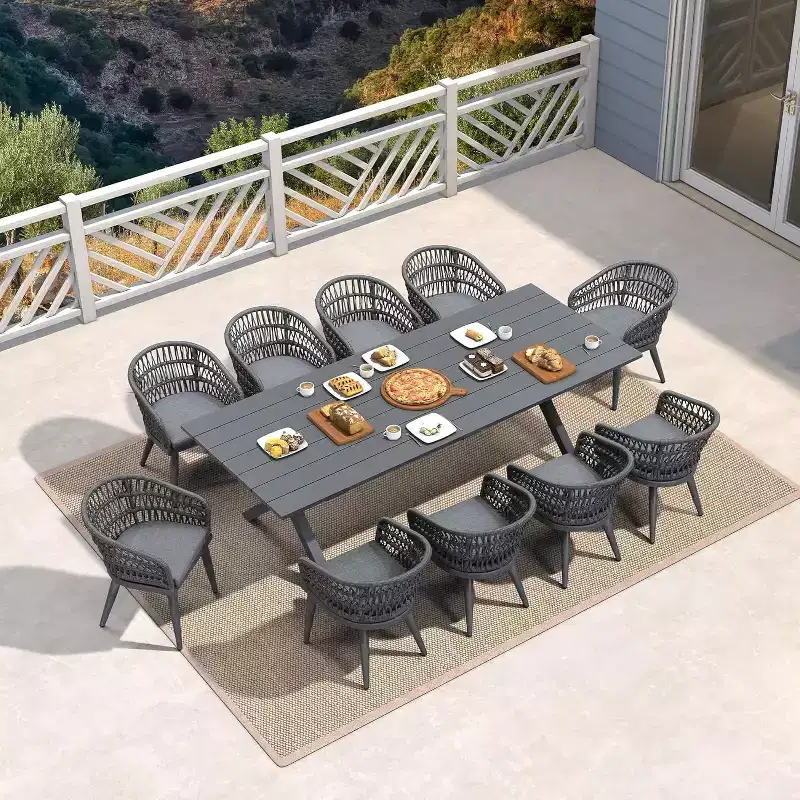 PURPLE LEAF Outdoor Dining Set All-Weather PE Rattan Patio Furniture Set with All Aluminum Frame Table and Chairs Set for Lawn Backyard Deck