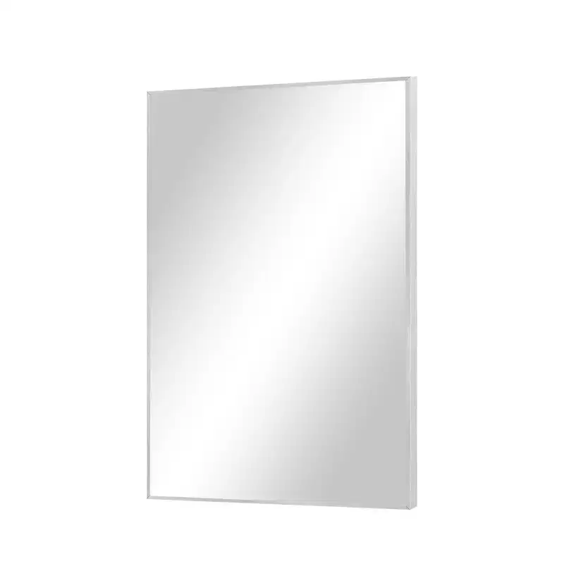 HomeRoots 38 Silver Aluminum Framed Bathroom Vanity Mirror