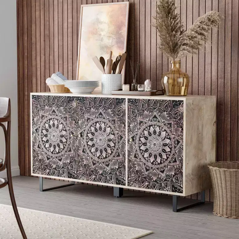 Mango Wood Buffet Server with 4 Shelves
