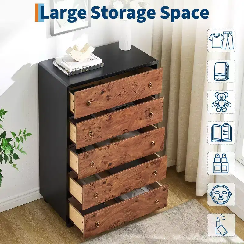 Modern Wooden Dresser with Drawers - Natural Oak Finish