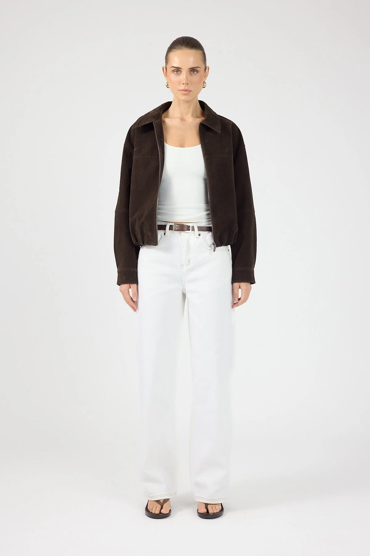 Faux Suede Jacket Chocolate Brown